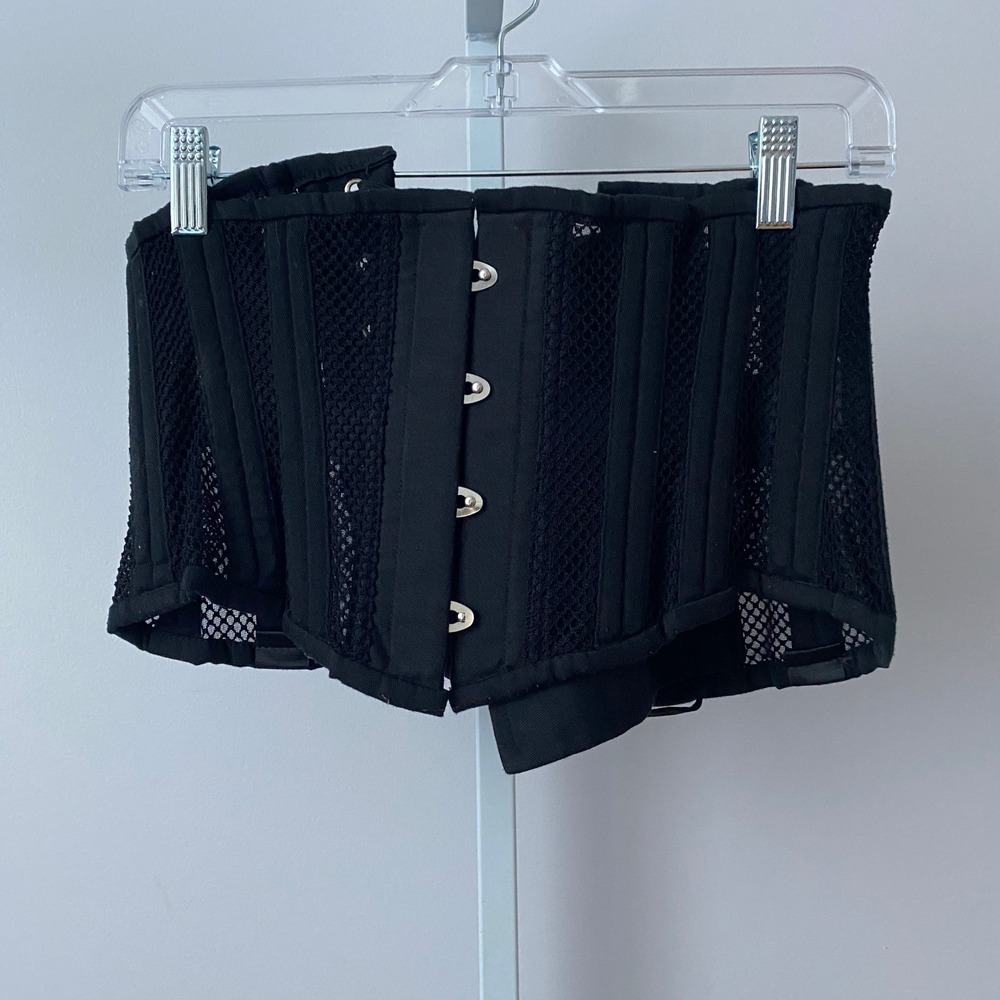 SHAPERX Cotton Mesh Witchy MobWife Y2K Goth Corset Belt S Black